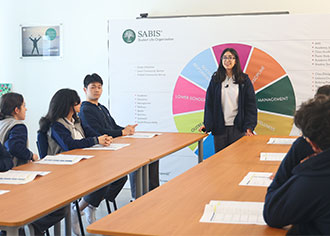 Student working in class